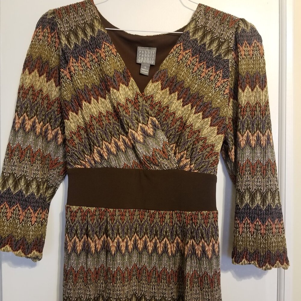 Rabbit Rabbit Rabbit Designs Multi Color Midi Dress   Size 16 - Picture 2 of 5